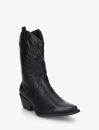 Bottines style santiags en simili - Noir - 2