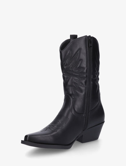 Bottines style santiags en simili - Noir - 3