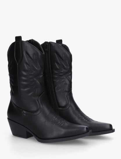 Bottines style santiags en simili - Noir - 4