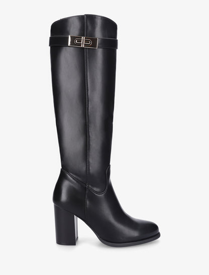 Bottes à talon en simili - Noir - 1