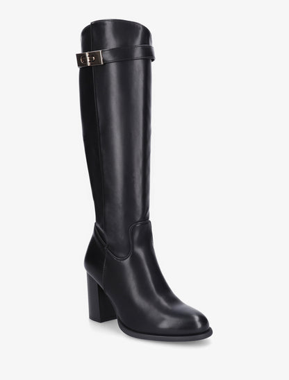 Bottes à talon en simili - Noir - 2