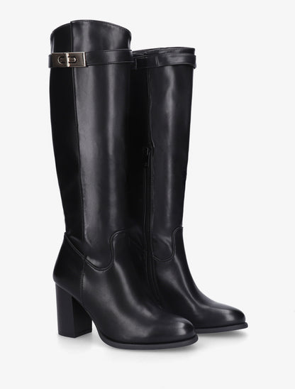 Bottes à talon en simili - Noir - 4