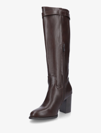 Bottes à talon en simili - Marron - 3