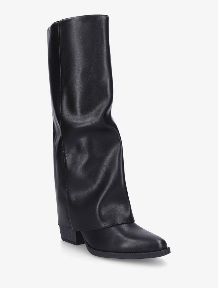 Bottes en simili à revers - Noir - 2