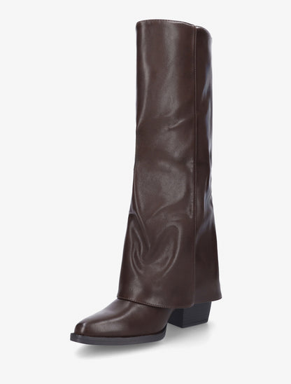 Bottes en simili à revers - Marron - 3