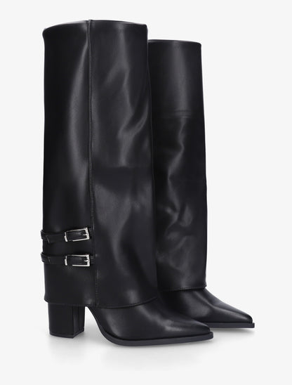 Bottes à revers et double sangles - Noir - 4