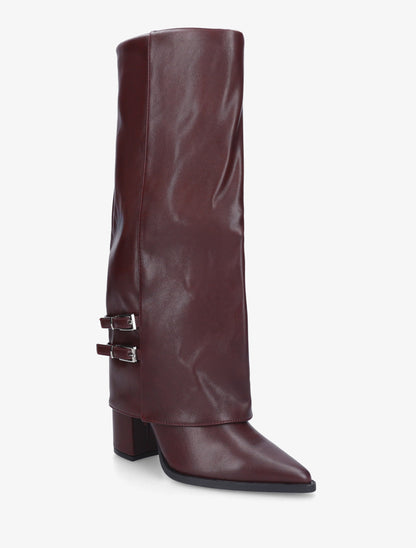 Bottes à revers et double sangles - Lie de vin - 2
