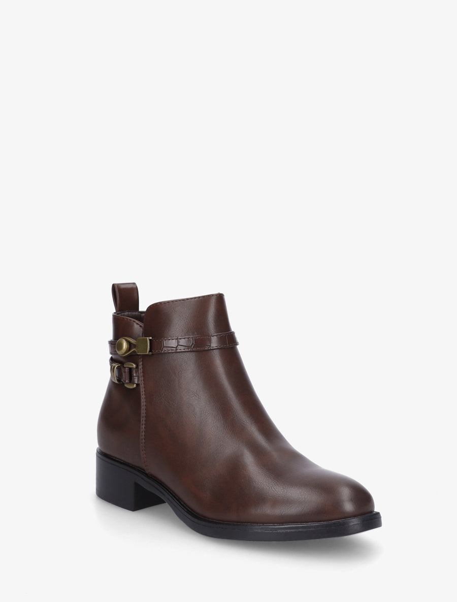 Bottines en simili à lannière imprimé croco - Marron - 2