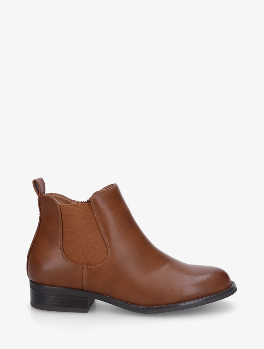 Bottines basiques en simili - Camel - 1