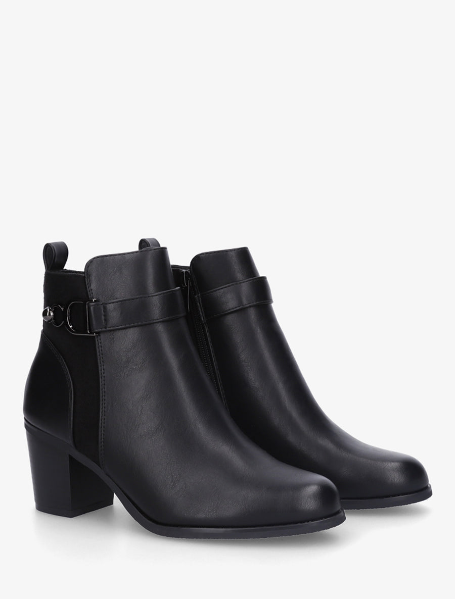 Bottines bimatière à bride latérale - Noir - 4