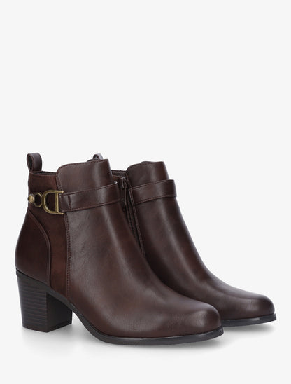 Bottines bimatière à bride latérale - Marron - 4