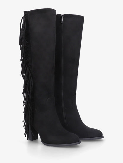 Bottes en suédine à franges - Noir - 4