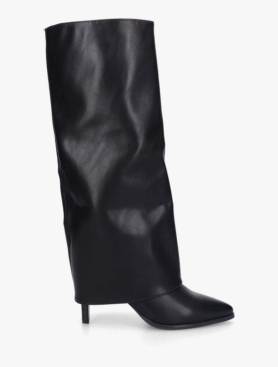 Bottes à revers et talon aiguille - Noir - 1