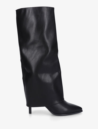 Bottes à revers et talon aiguille - Noir - 1