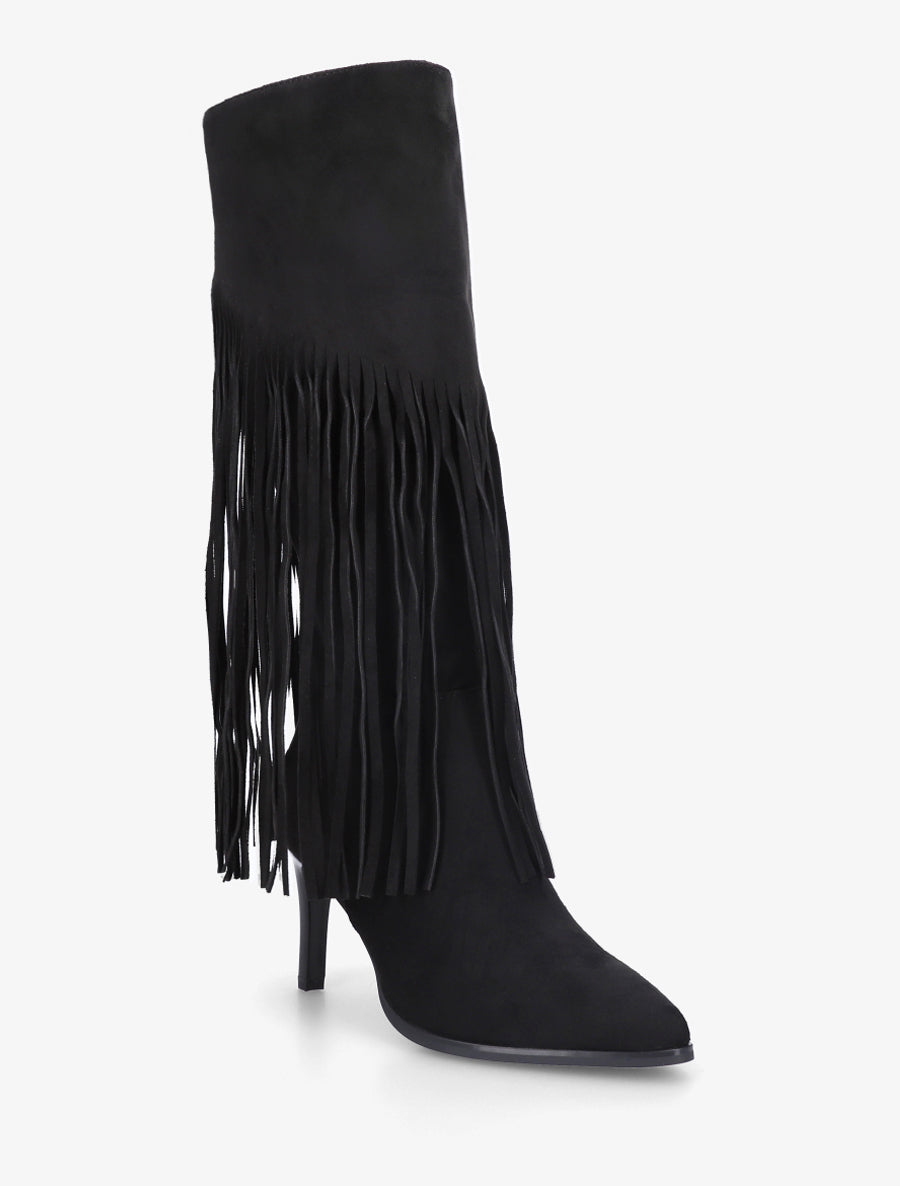 Bottes frangées en suédine - Noir - 2