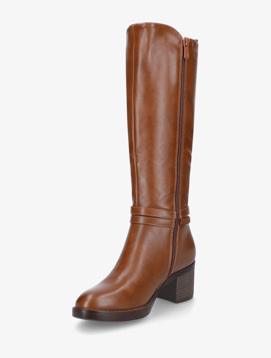 Bottes en simili à sangle tressée - Camel - 3