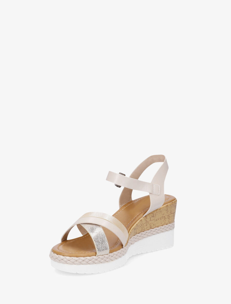 Sandales compensées à brides croisées - Beige - 3