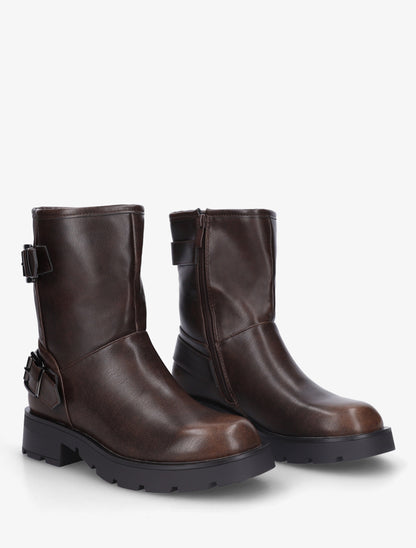 Boots montantes style motard - Chocolat - 4