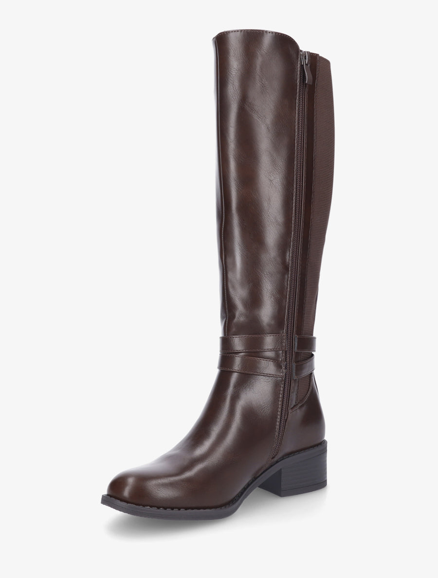 Bottes style cavalière à doucle boucle - Marron - 3