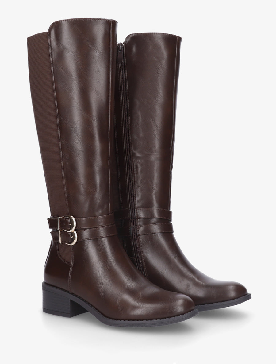 Bottes style cavalière à doucle boucle - Marron - 4