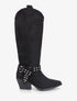 Bottes style santiag à sangle cloutée - Noir - 1