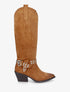 Bottes style santiag à sangle cloutée - Camel - 1