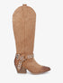 Bottes style santiag à sangle cloutée - Taupe - 1