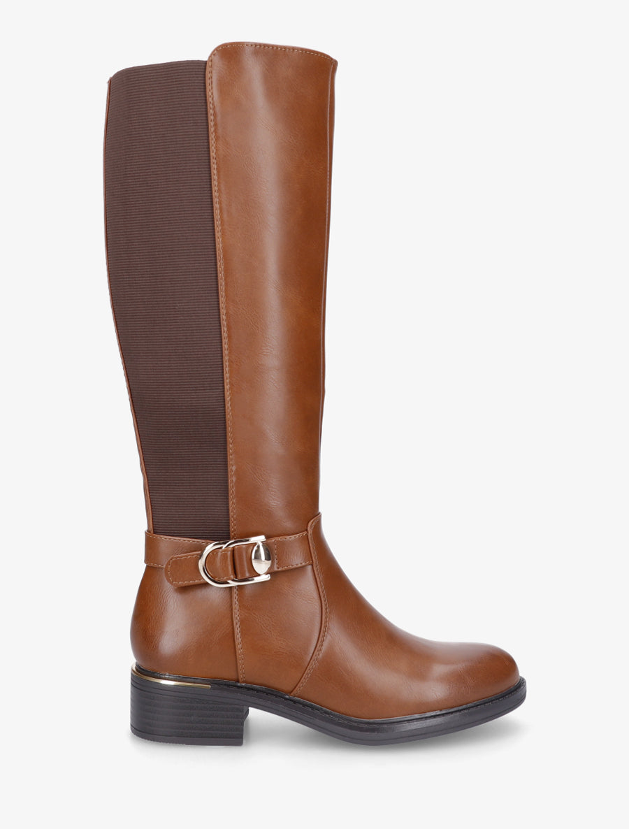Bottes élastiquées style cavalière - Camel - 1