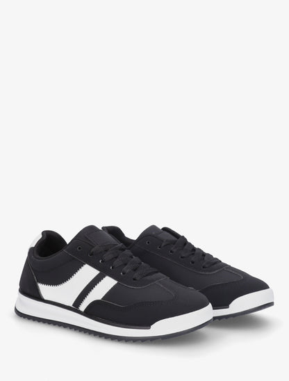 Sneakers à bandes contrastantes - Noir - 4