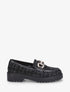 Mocassins en tweed à boucle strassée - Noir - 1