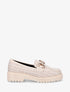 Mocassins en tweed à boucle strassée - Beige - 1