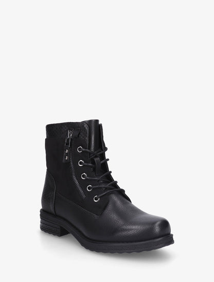 Bottines bimatière à lacets et zip - Noir - 2
