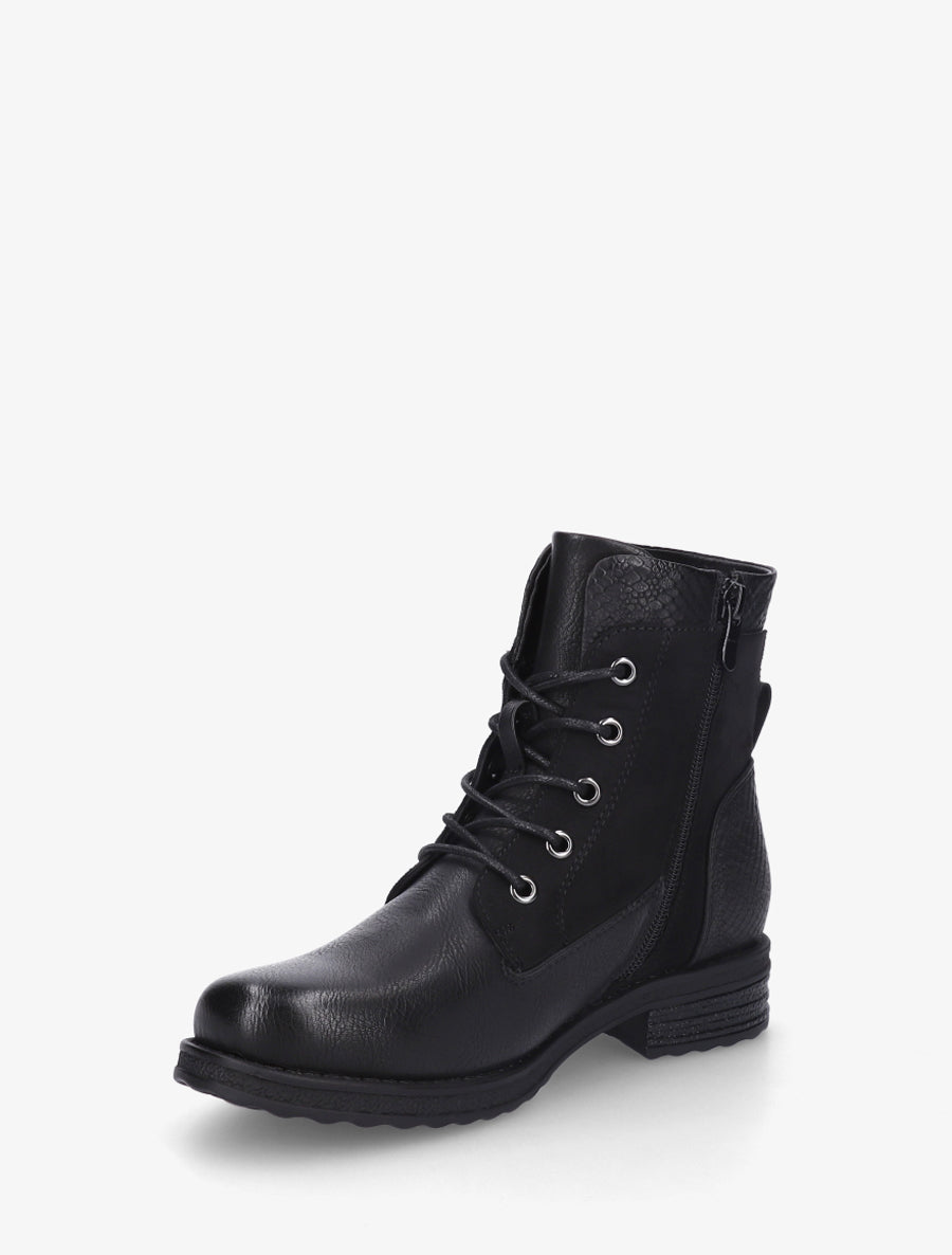 Bottines bimatière à lacets et zip - Noir - 3