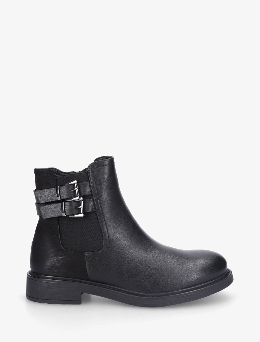 Bottines bimatière à boucles - Noir - 1