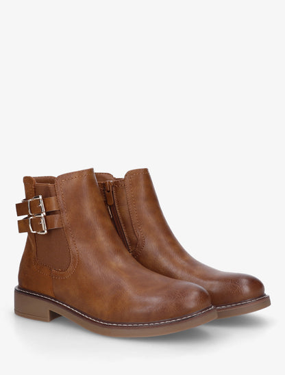 Bottines bimatière à boucles - Camel - 4
