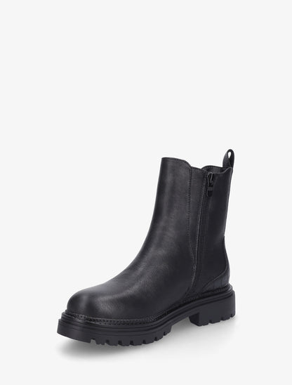 Bottines à semelle crantée et contrefort croco - Noir - 3