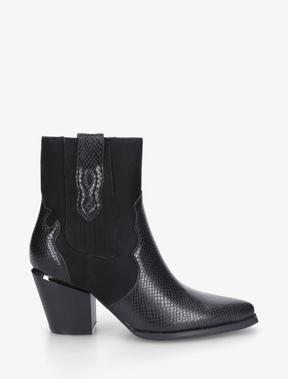 Bottines pointues inspiration santiag - Noir - 1