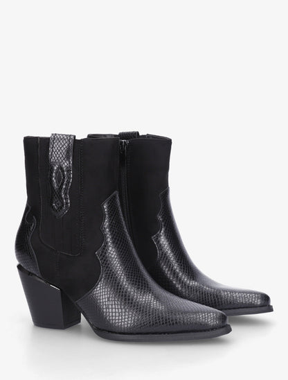 Bottines pointues inspiration santiag - Noir - 4