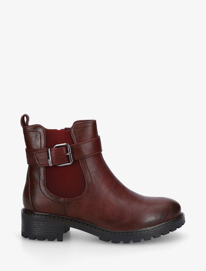Bottines à boucle et semelle crantée - Bordeaux - 1
