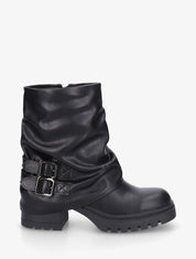 Bottines montantes à revers et boucles - Noir - 1