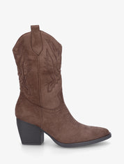 Bottines montantes style santiag - Marron - 1