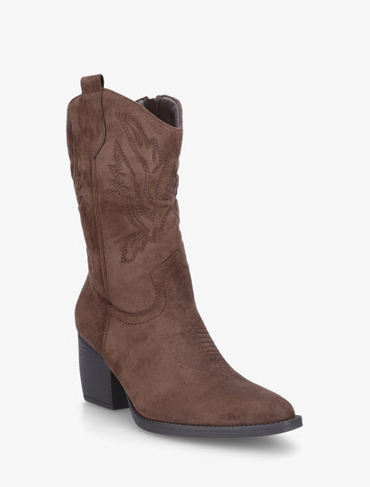 Bottines montantes style santiag - Marron - 2