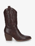 Bottines montantes en simili style santiag - Marron - 1
