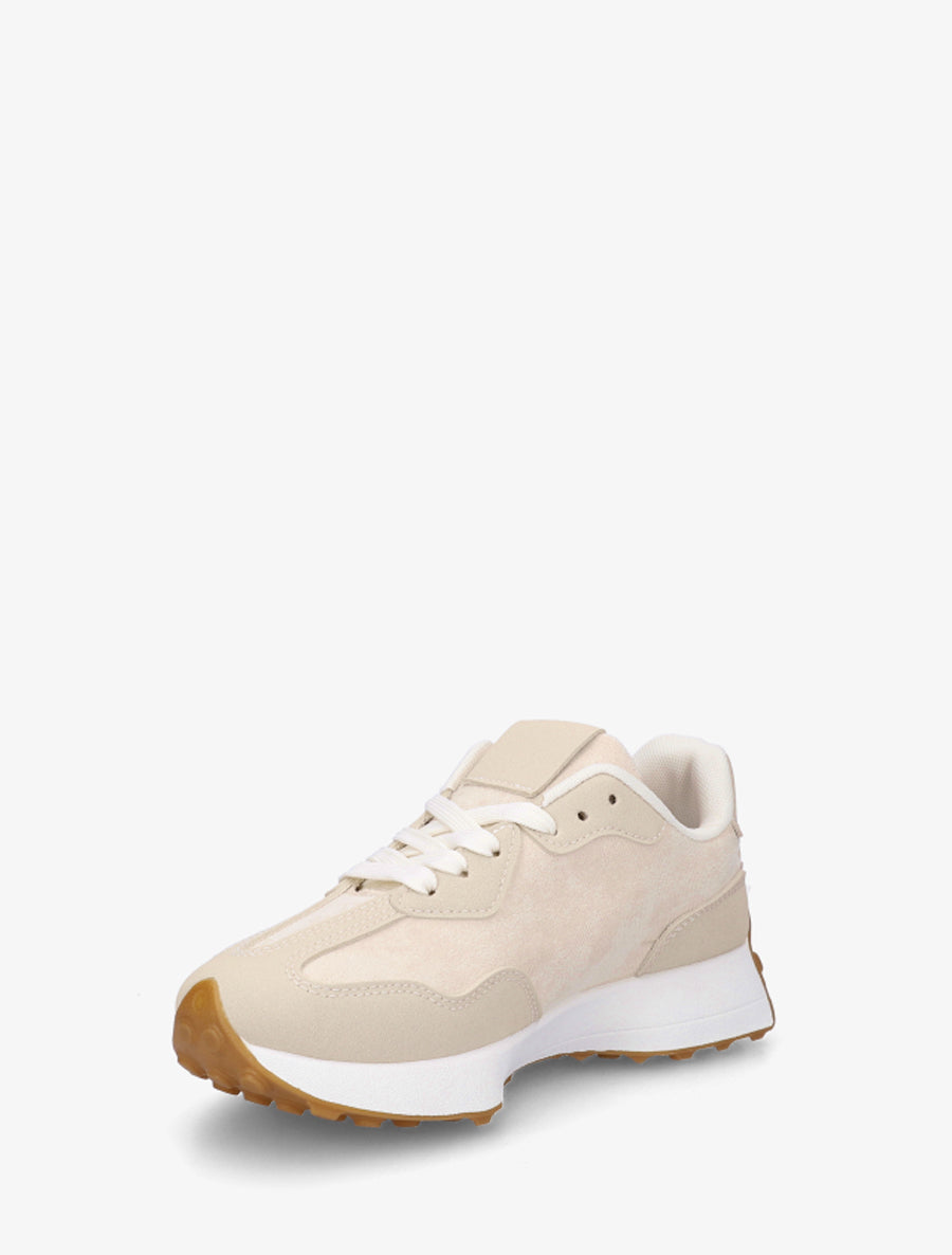 Baskets bimatière à semelle stylisée - Beige - 3