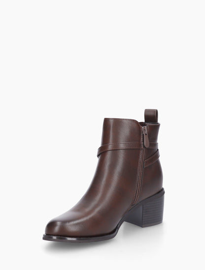 Bottines élastiquées en simili à ceinturon - Marron - 3