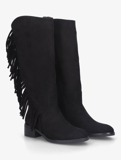 Bottes en suédine à franges - Noir - 4