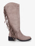 Bottes en suédine à franges - Taupe - 1