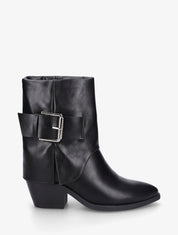 Bottines en simili à revers et ceinturon - Noir - 1