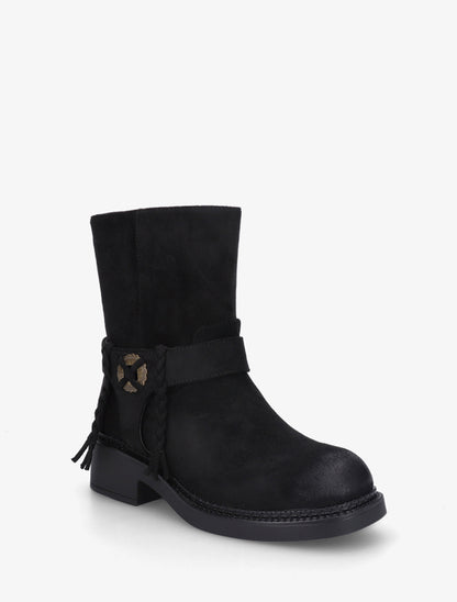 Bottines en suédine à détail tressé - Noir - 2