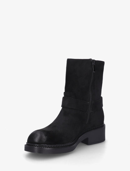 Bottines en suédine à détail tressé - Noir - 3